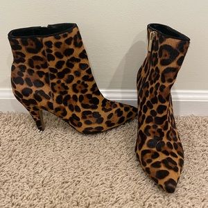 Vince Camuto Leopard Booties, Size 6.5
